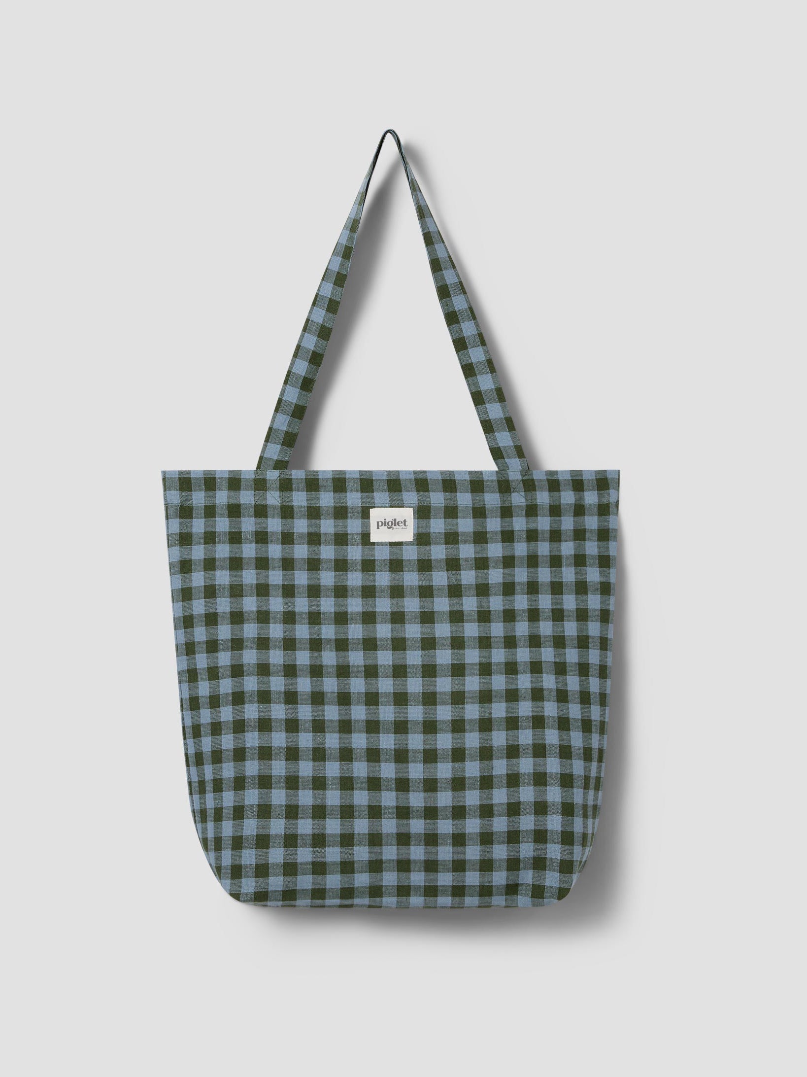 COLOUR-DRENCHED-GINGHAM-LINEN-BLEND-TOTE-BAGFERN-GREEN-DUSK-BLUEMAIN