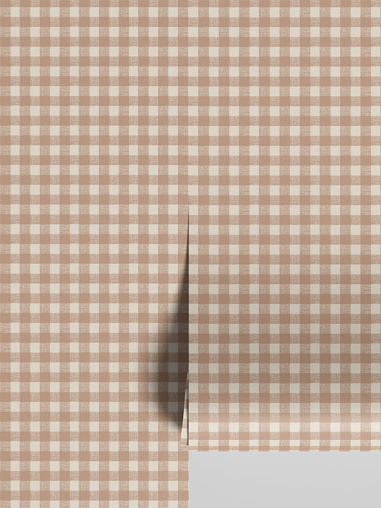 WarmClayGinghamWallpaper-Roll